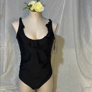 Hatch Black Ruffle One Piece Swimsuit